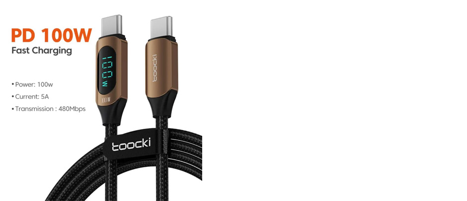 Toocki Type-C to Type-C 5A PD 100W Cable 1M