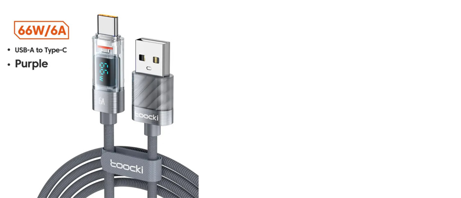 Toocki USB-A to Type-C 6A 66W 2M Cable