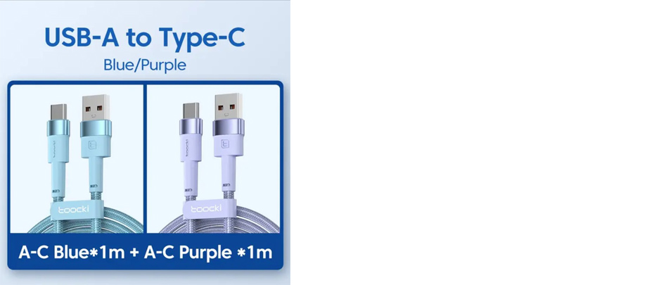 Toocki USB-A to Type-C 3A 1M + 1M